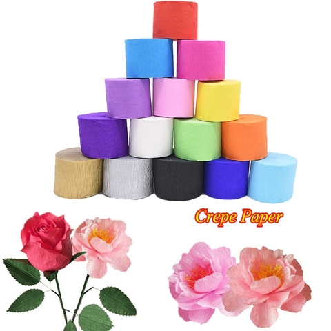 1 Roll 3.5cm*10m Origami Crepe Paper Flower Wrapping DIY Craft