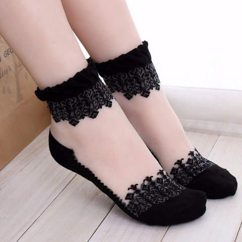 Sexy Lace Mesh Fishnet Socks Mixed Fiber Transparent Stretch Elasticity Ankle Net Yarn Thin Women Cool Socks 1pair=2pcs 2205 ► Photo 1/6