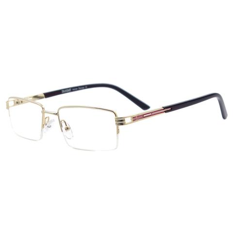 Men Classic Eyeglasses Metal Rectangle Half Rim Spectacles with Spring Hinge For Myopia Reading Prescription Multifocal Lenses ► Photo 1/6