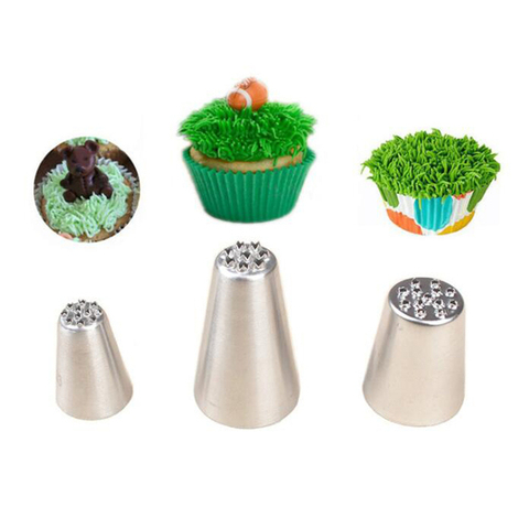 3Pc Stainless steel Cream Decoration Mouth Small Grass Shape Cake Nozzle Baking Mold Tools Icing Piping Nozzles Pastry Tips ► Photo 1/6