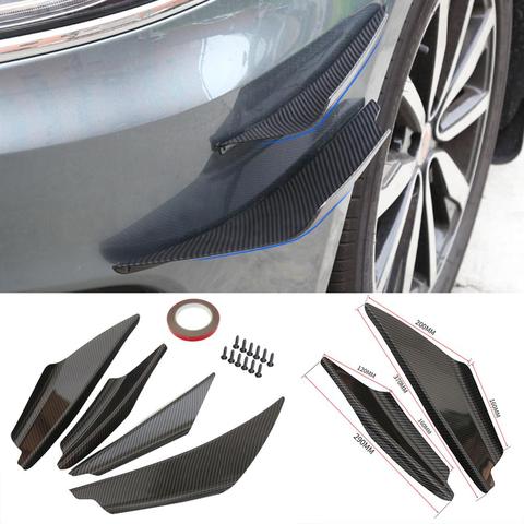 4× Carbon Fiber Car Front Bumper Splitter Fin Spoiler Canards Exterior BoTS