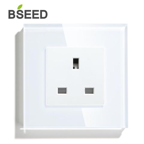 BSEED UK Wall Socket UK Standard Black White Gloden Crystal Panel 13A ► Photo 1/6