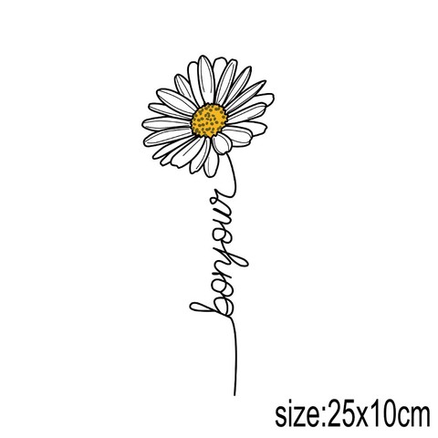 25x10cm Fashion Flowers Iron on Patches For DIY Heat Transfer Clothes T-shirt Thermal transfer stickers Decoration Printing ► Photo 1/5