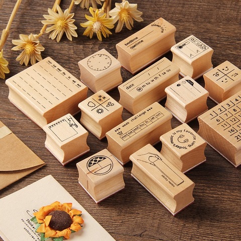 Stamps Vintage Weather Month Week Time Planner Stamp DIY Wooden Rubber Stamps For Scrapbooking Stationery Standard Stamp ► Photo 1/6