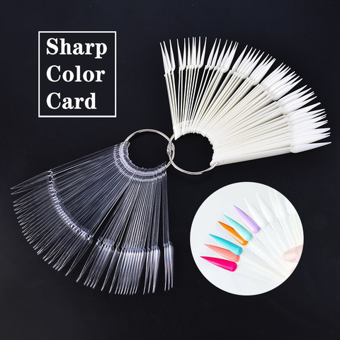 50Pc False Nail Tips Nature Clear Fan Finger Full Sharp Color Card Nail Art Display Practice Acrylic UV Gel Polish Tool Manicure ► Photo 1/6