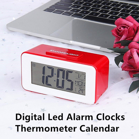 1PC New Electronic Table Calendar LCD Desk Timer Digital Led Alarm Clocks Student Clocks With Week Snooze Thermometer ► Photo 1/6
