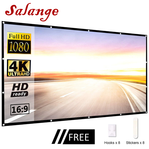 Salange Screens For Projector Portable,60 100 120 inch 16:9,Polyester Outdoor Movie Screen For Travel Home Theater DLP Projektor ► Photo 1/6