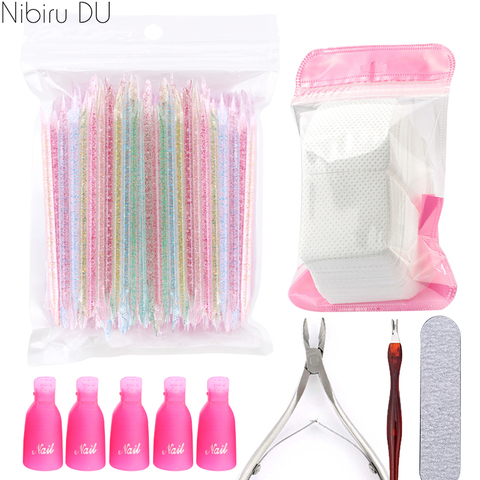 Reusable Crystal Stick Double End Nail Art Set Cuticle Pusher Trimmer Soak Off Cap Clips UV Gel Lint-Free Paper Manicures Tools ► Photo 1/6