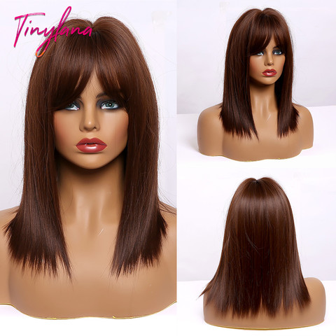 TINY LANA Short Straight Bobo Hair Honey Brown Blonde For America Africa Woman wigs Cosplay Party Synthetic Wigs Heat Resistant ► Photo 1/6