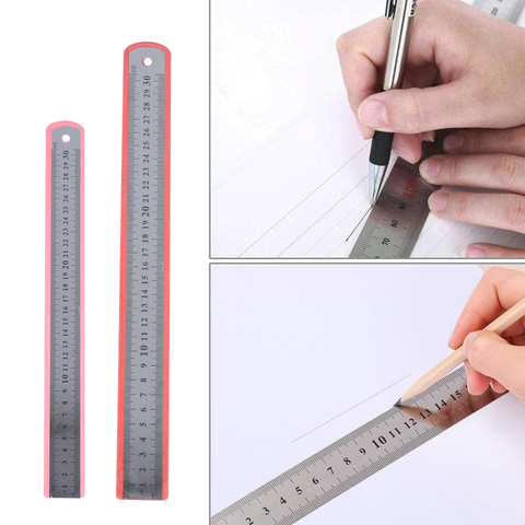 1PC 30cm/50cm Double Sided Precision Measuring Tool Student Drawing Stationery Straight Ruler Metric Imperial Metal Ruler ► Photo 1/6