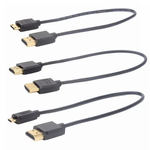 HDMI-compatible TO Mini HDMI Micro HDMI 4K HDR 3.0mm Ultra Slim HDMI 2.0 ultra-fine Super soft fine cable 0.3M 0.6M 1M ► Photo 1/1