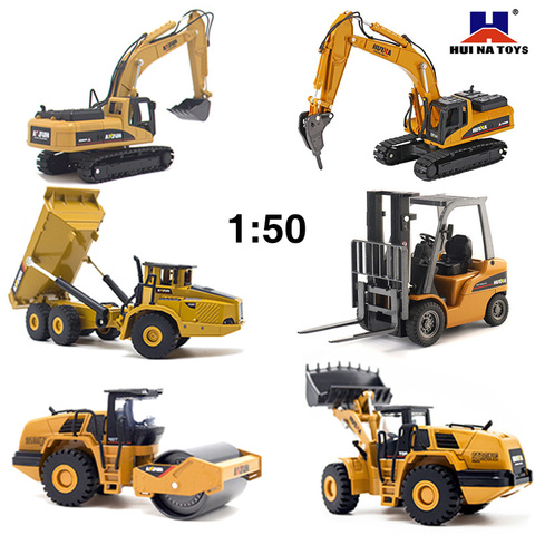 HUINA 1:50 Dump Truck Excavator Wheel Loader Diecast Metal Model Construction Vehicle Toys For Boys Christmas Birthday Gift Car ► Photo 1/6