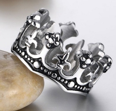 Men's Vintage Black Royal King Crown High Quality Metal Rings ► Photo 1/6