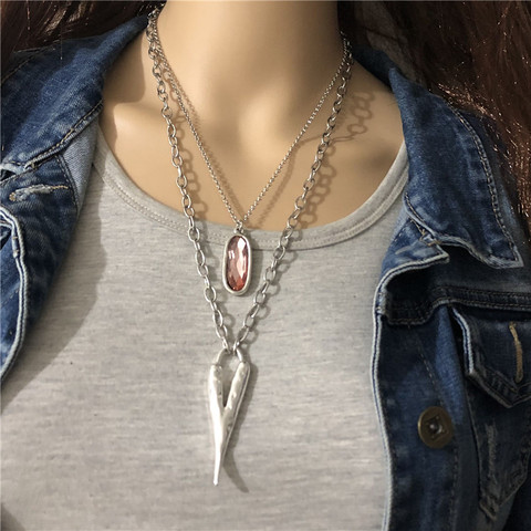 Anslow Original Design Style Fashion Jewelry Pubk Rock Large Heart Chain Women Necklace For Party Engagement Gift  LOW0028AN ► Photo 1/6