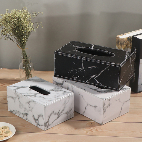 Ever Perfect Modern Marble Rectangle Faux Leather Tissue Box Napkin Toilet Paper Holder Case Dispenser Home Decoration ► Photo 1/6