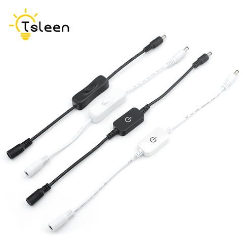 1pc Turn On Off LED Strips DC 12-24V Power Adapter DC plug with Cable Connector Inline Cable 2 Types 5.5x2.1mm DC power Switch ► Photo 1/6