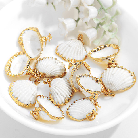 6PCS 17x17MM 22x20MM 24K Gold Color Brass Cover Natural Conch Charms Pendants High Quality Diy Jewelry Findings Accessories ► Photo 1/3