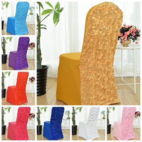 13 Colours Spandex Chair Cover Wedding Rose Embroider Lycra Chair Cover Decoration Hotel Banquet Party ► Photo 1/6