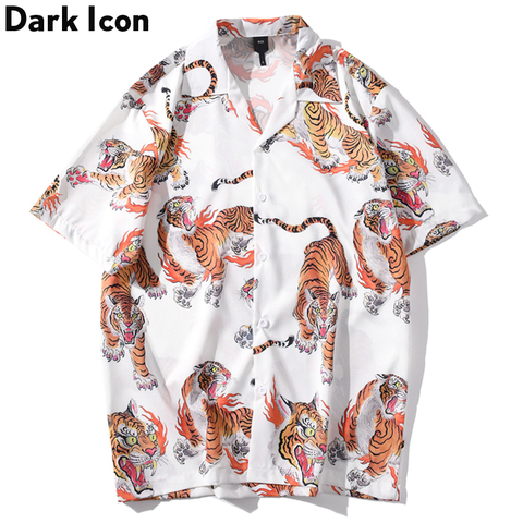 Dark Icon Tiger Full Print Hip Hop Shirt Men Women 2022 Summer Streetwear Men's Shirt Casual Shirts for Men ► Photo 1/6