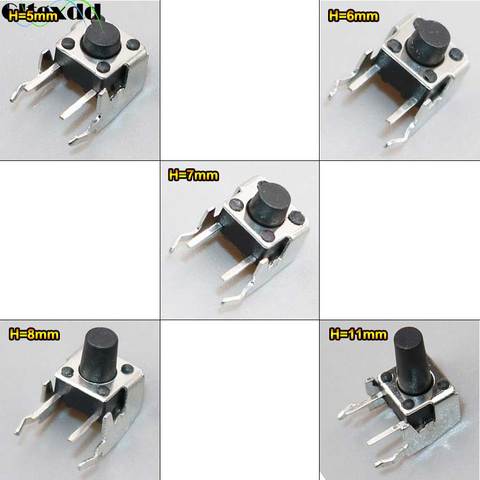 Cltgxdd 50PCS 6*6*5 6/7/8/11mm PCB Momentary Tactile Tact Push Button Switch Right Angle With stent 6X6X5 6/7/8/11mm ► Photo 1/6