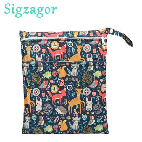 [Sigzagor]1 Wet Dry Bag With Two Zippered Baby Diaper Nappy Bag  Waterproof Swimmer Retail Wholesale 36cmx29cm 1000 Choices ► Photo 1/6