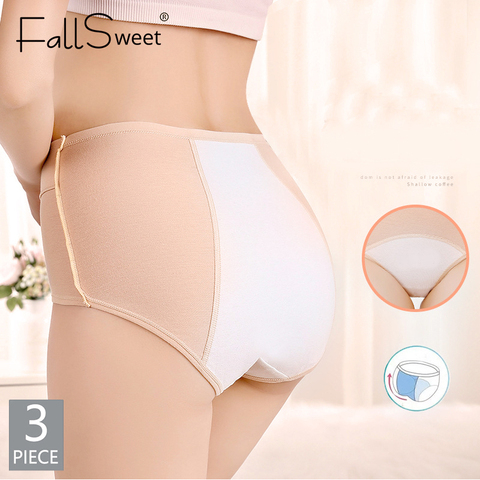 3 pcs/lot ! Menstrual Panties Women Physiological Pants Soft Cotton Waterproof Underwear Mid Waist Period Proof Briefs ► Photo 1/1