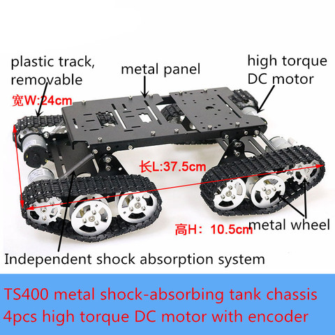 4WD Metal Shock Absorption Tank Chassis Smart Crawler Robot Kit 4pcs High Torque DC Motor DIY For Arduino Education ► Photo 1/6