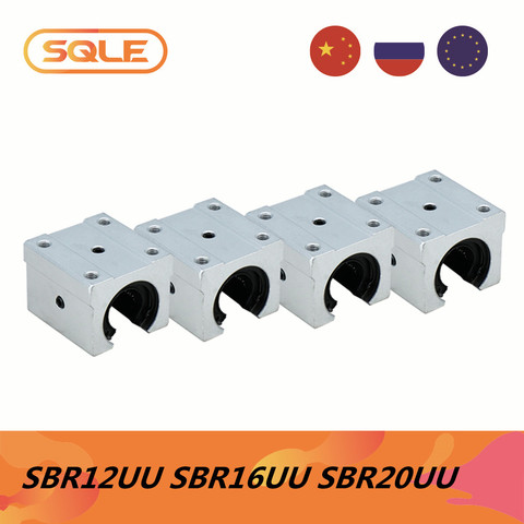 4 pcs/lot SBR12UU SBR16UU SBR20UU carriage block bearings for SBR12 SBR16 SBR20 linear support rail CNC router ► Photo 1/6