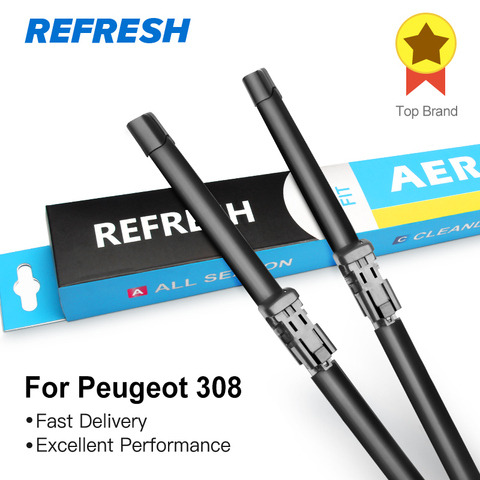 REFRESH Wiper Blades for Peugeot 308 Hatchback / SW / CC T7 / T9 2007 2008 2009 2010 2011 2012 2013 2014 2015 2016 2017 2022 ► Photo 1/6