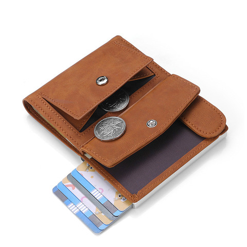 DIENQI Rfid Genuine Leather Men Wallets Card Holder Slim Thin Smart Magic Wallet Small Short Coin Purse Male 2022 Brown Vallet ► Photo 1/6