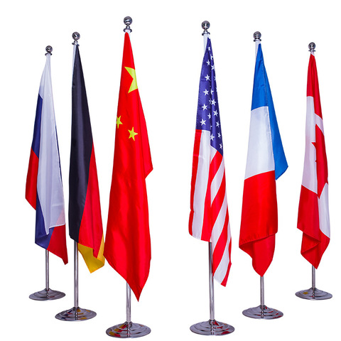 Customized 2m Heigh Silver Flag Pole Indoor Standing Floor Office Flags with Base Flagpole ► Photo 1/4