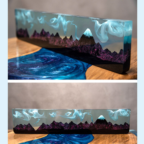 Keyboard Hand Rest DIY Handmade Resin Wood Luminous Starry Sky Fuji Moutain Design Wrist Rest For 60 87 104 Keyboard ► Photo 1/6