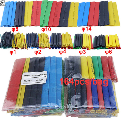 164pcs Set Polyolefin Shrinking Assorted Wire Cable Insulated Sleeving Tubing Set Heat Shrink Tube ► Photo 1/6