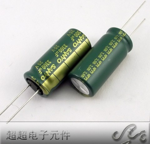 10PCS SANYO AX 25V3300UF 16X36MM Green gold 3300UF 25V high frequency electrolytic capacitor 105 Degree DIY 3300uF/25V ► Photo 1/2