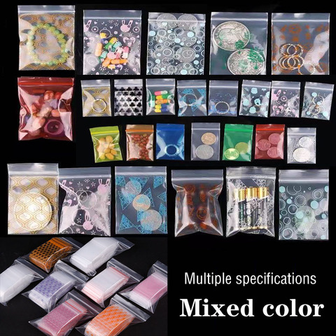 Color lovely beautiful zip lock plastic bag can be re-sealed transparent bag storage sundries bags powder pills packaging bags ► Photo 1/6