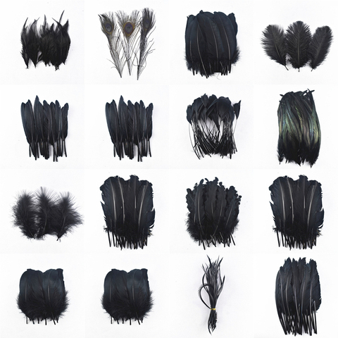 20pcs Variety of Black Feathers Rooster Goose Feathers Ostrich Pheasant Feathers for Crafts Carnaval Assesoires Feather Decor ► Photo 1/6