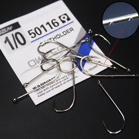 10pcs/lot 1/0#-14# Baitholder eyes Steel Fishing Hooks  white Color Jig  Barbed Hook for Soft Worm Bass Carp owner ► Photo 1/6