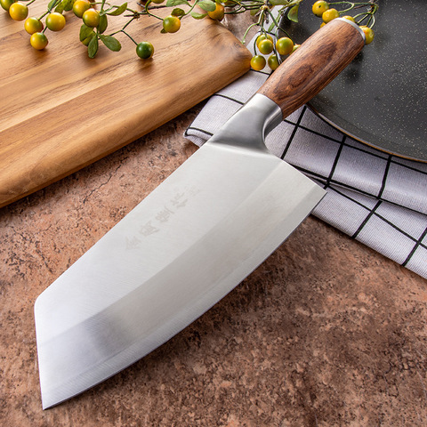 SHUOJI 4Cr13 Chef Knife 7 inch Chinese Kitchen Knives Meat Fish Vegetables Slicing Knife Super Sharp Blade Rosewood Cleaver ► Photo 1/6