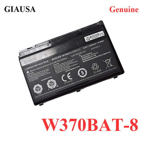 GIAUSA Genuine W370BAT-8 Laptop Battery For Clevo W350ET W350ETQ W37ET NP6350 NP6370 A522 A722 6-87-W370S-4271 ► Photo 1/1