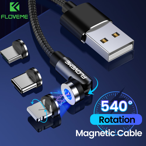 FLOVEME Magnetic Cable Micro USB For iPhone 12 11 540 Degree Rotate USB Type C Cable For Xiaomi Samsung Phone Accessories ► Photo 1/6