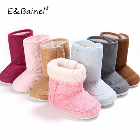 E&Bainel Winter New Baby Girls First Walkers Crib Shoes Super Warm Infant Toddler Soft Rubber Soled Anti-slip Snow Boots Booties ► Photo 1/6