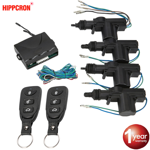 Hippcron Car Lock Door Remote Control Keyless Entry System Locking Kit with 4 Door Lock Actuator Universal 12V ► Photo 1/6