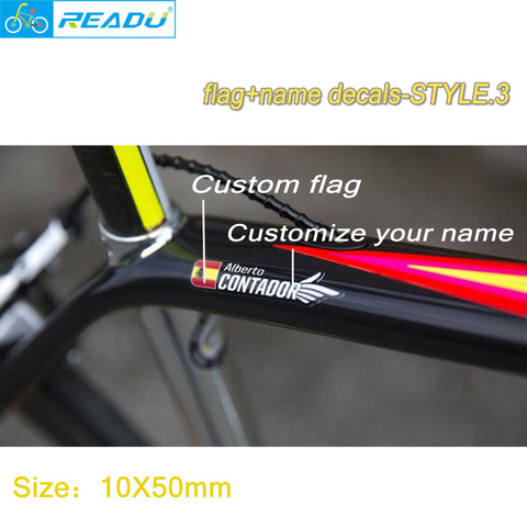 Bicycle flag name stickers custom mountain bike road bike frame name stickers custom rider id style 3 ► Photo 1/4