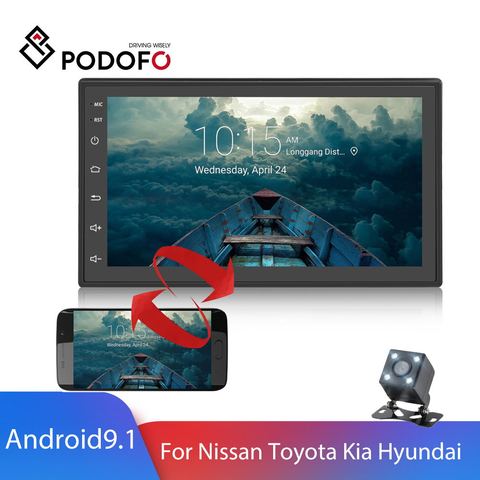 Podofo 2 Din Android Car Radio Universal  2.5D GPS Multimedia Video Player For Volkswagen Nissan Hyundai Kia Toyota Passat ► Photo 1/6