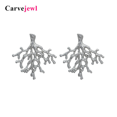 Carvejewl stud earrings metal coral tree big earrings jewelry women girl gift matte silver color earring simple fashion hot sale ► Photo 1/6