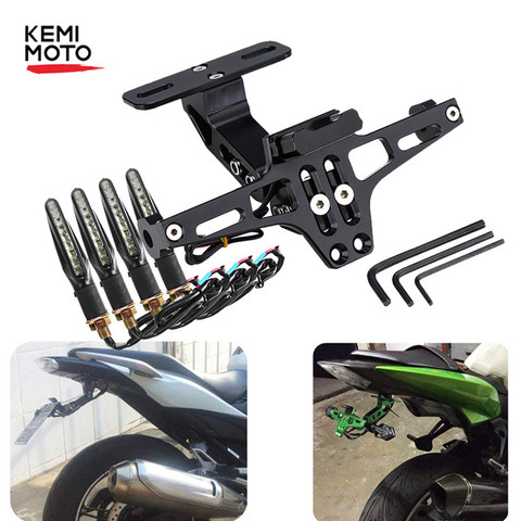 Motorcycle Rear License Plate Mount Holder and Turn Signal Light For Honda For Kawasaki Z750 Z800 For YAMAHA MT07 MT09 MT10 R1 3 ► Photo 1/6
