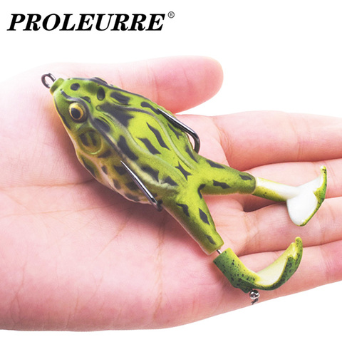 1Pcs 9cm 12.5g Frog Silicone Fishing Lure Artificial Rubber Soft Bait 3D Eyes 10 Colors With Rotating Tail Frog Soft Fish Lure ► Photo 1/6