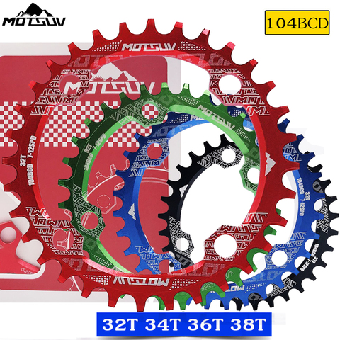MOTSUV Oval Round Bicycle Crank & Chainwheel 104BCD Wide Narrow Chainring 32T/34T/36T/38T Crankset MTB Bike Bicycle Parts ► Photo 1/6