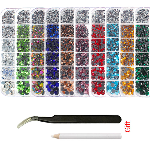 Hot Sale New Set 1200pcs 12 grid boxs Crystal Rhinestones Hotfix ss6-ss30 mixed size Glitter Glass Rhinestone Iron-on gem Strass ► Photo 1/6