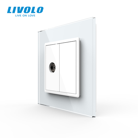 Livolo Wholesale/Retail, 4colors Crystal Glass Panel, 1 Gang TV Socket / Outlet VL-C791V-11/12/13/15, Without Plug adapter ► Photo 1/6
